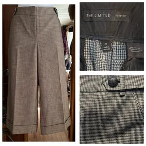 NWT The Limited Cassidy Fit Pants 8R Houndstooth Cropped Wide Leg Y2K Slacks